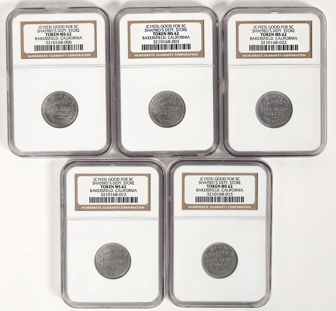 Shapiro's Dept. Store Tokens: MS 62 (5) [197141] (1 of 2)