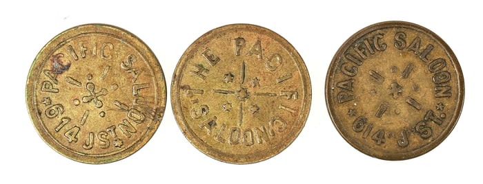 Pacific Saloon Tokens (3 different) [198262]