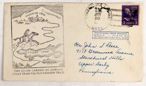 US Comm. Covers-Oregon Cowboy Pony Express [187070]