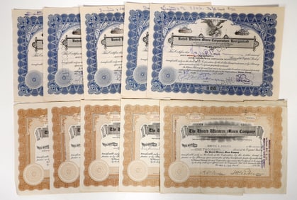 United Western Mining Stocks, 2 Different, 10 Total [194101]