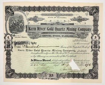 Kern River Gold Quartz Mining Company Stock Certificate [197639]