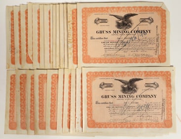 Gruss Mining Company Stock Certificates (25) [196923]