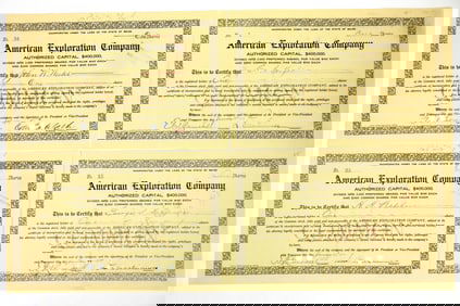 American Exploration Co. stocks, incl. 1st [190158]