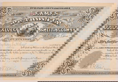 Eames Petroleum Gold & Silver Smelting of NY, 1880 Stock [180638]