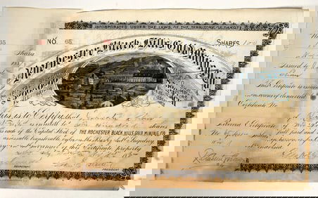 Rochester Black Hills Gold Mining Company Stock Certificate [197648]