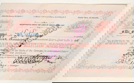 Double Standard Mining Company Stock Certificate [197638]