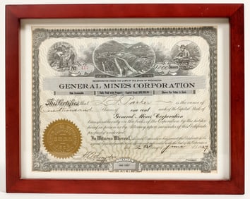 General Mines Corporation Stock Certificate 1927 [198637]