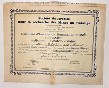 Katanga Mining Stock, 1912 [193256]