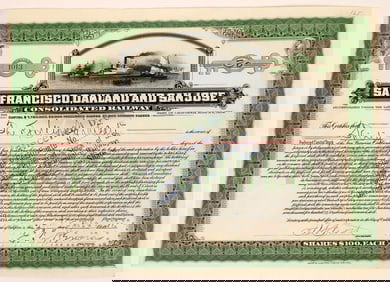 San Francisco, Oakland & San Jose Consolidated Railway Stock Certificate [199655]