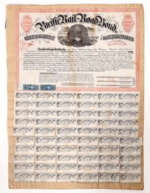 Pacific Rail Road Bond and Coupons, 1865 [193118]