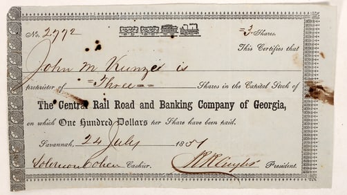 Central Rail Road and Banking Stock, 1851 [191693]