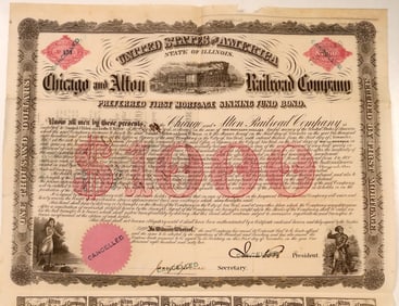 Chicago & Alton Railroad Co Preferred First Mortgage Bond, 1862 [199680]