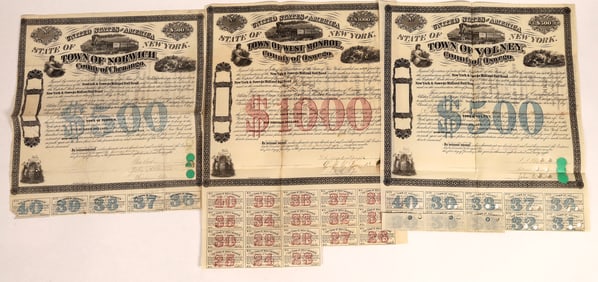 Three New York & Oswego Midland Railroad Bonds [199657]
