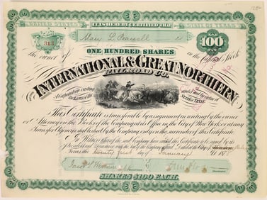 International & Great Northern Railroad Co. Stock Certificate [199659]