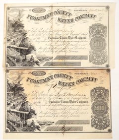 D.O. Mills Signed Tuolumne County Mining Stock Certificates (2) [192692]