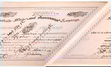 Brookside Water & Improvement Co. Stock Certificate [195464]