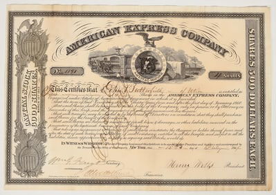 American Express Company Issued to & Signed by Butterfield, Wells, & Fargo [197506]