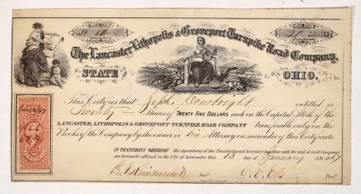 Lancaster, Lithopolis & Groveport Turnpike Stock, 1867 [191536]