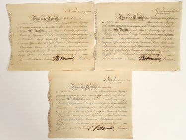 North American Land Company Stock Trio Signed by Founding Father Robert Morris [199262]
