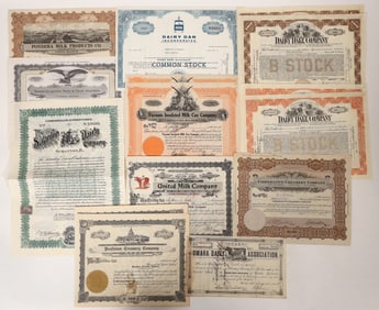 Dairy Related Stock Certificates (12) [192484]
