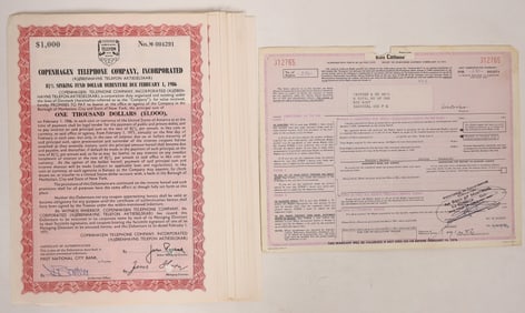 Danish Telephone Bond Certificates (12) [192710]