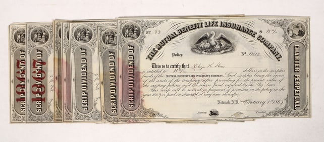 Mutual Benefit Life Stocks, 1865-67 [192285]