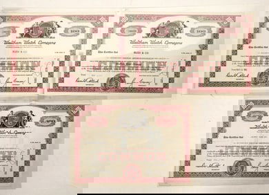 Waltham Watch Co. Stock Certificates [190909]