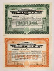 Green Stores Mass. Stock Cert. Pair [177062]