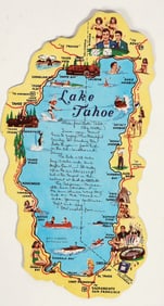 Rare & Colorful Die-cut Lake Tahoe Tourism Postcard [199777]