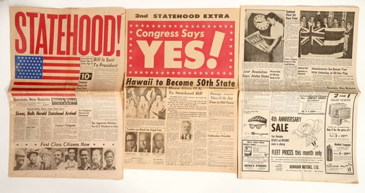 Hawaii Statehood Newspaper Pair [199551]