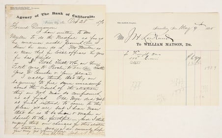 Rare Treasure City, Bank of California Letterhead Plus Hamilton, Nevada Billhead [199768]