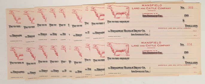 Mansfield Land & Cattle Company Checks, New Mexico Territory [196915]