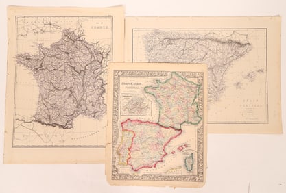 Maps of Spain, France, & Portugal, c1800s (3) [180172]