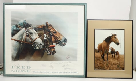 Fred Stone Signed Print & Other Equestrian/Western Theme Framed Art (4) [199438]