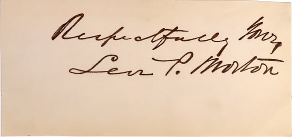 Vice President-Levi P Morton Cut Square Autograph [184157]