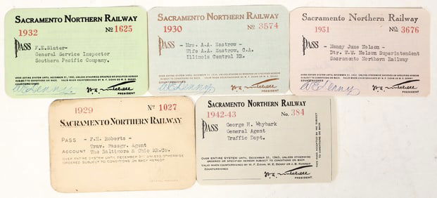 Sacramento Northern Railway Passes (5) [197427]