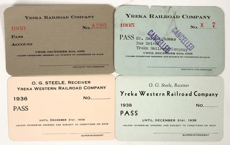 Yreka Western Railroad Company Passes (4) [197426]