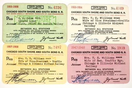 Chicago South Shore & South Bend RR Passes (4) [198943]