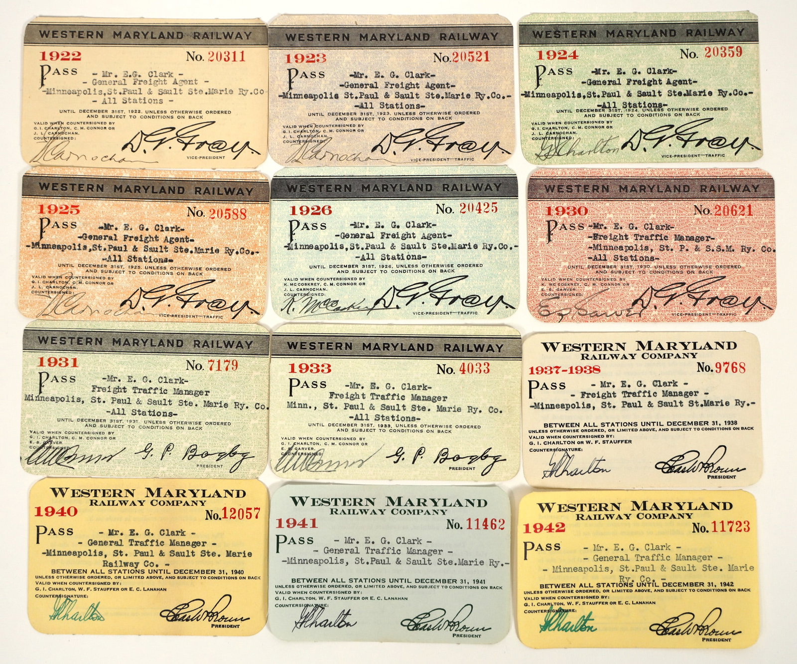 Western Maryland Railway Passes (12) [198977] (1 of 2)