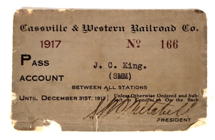 Cassville & Western Railroad Co. Annual Pass, 1917 [199150]