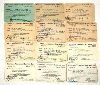 Central Vermont Railway Co. Passes (12) [199000]