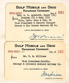 Gulf Mobile & Ohio Railroad Passes (2) [199002]