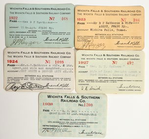 Wichita Falls & Southern RR Co. Passes (5) [198975]