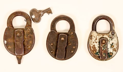 Railway Express Agency Padlocks, Key, Early 1900s (3) [191313]