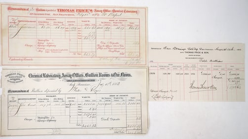 Assays From Thomas Price of San Francisco 1879, 1883, 1889 [194544]