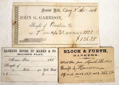 Gold Dust Receipts from Northern California 1860's (3) [194524]