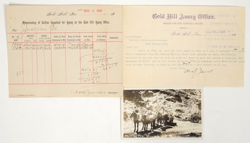 Gold Hill, Nevada Assay Office Billhead & Assay Memorandum Plus Rare RPPC [192904]