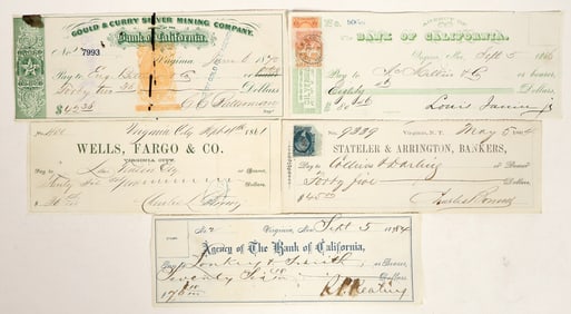 Comstock Mining Checks Issued to Merchants (Two Territorial) [199781]