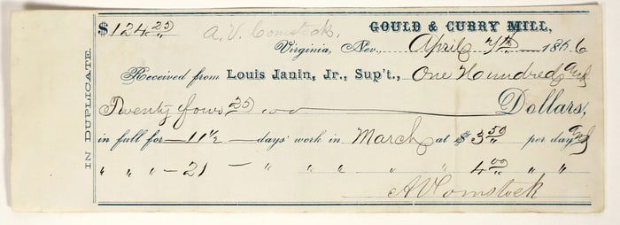 Gould & Curry Mill Paycheck, Virginia City, Nevada [199037]