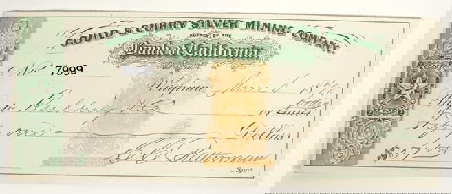 Gould & Curry Mining Check Issued to Assayer E. Ruhling & Co. [199027]